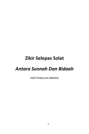 Zikir Sunnah & Bidah