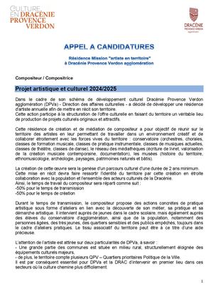 Appel à Candidatures