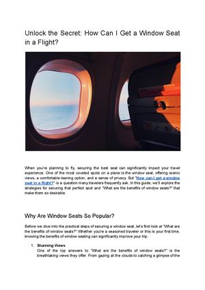 Unlock the Secret: How Can I Get a Window Seat in a Flight?