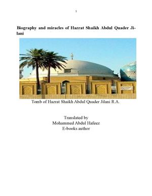 Biography And Miracles Of Hazrat Shaikh Abdul Quader Jilani