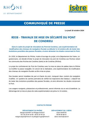 Communiqué De Presse Expérimentation Pont Condrieu