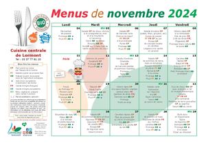 Menus des écoles - Nov.. 2024