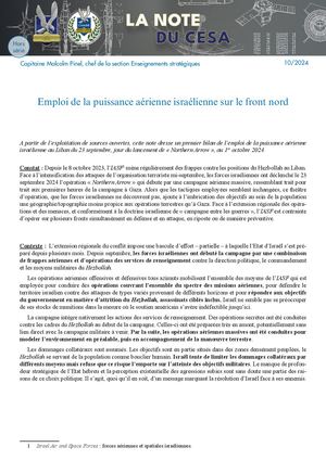 LA NOTE DU CESA HORS SÉRIE ISRAEL LIBAN
