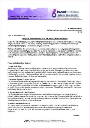 Dr Modiba Mlaza Business Letter