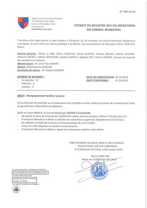 Délib 206 24 18 Remplacement Fenêtre Lucarne