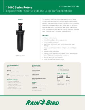 1100 Series Rotor Tech Spec Rain Bird