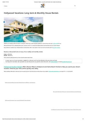 Hollywood Vacation Long Term And Monthly Home Rentals, Direct Booking