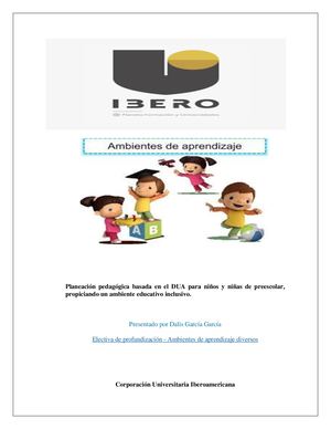 Planeación Pedagógica Basada En El Dua Para Niños Y Niñas De Preescolar