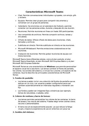 Características Microsoft Teams