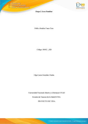 Tarea 2 Área Familiar Proyecto De Vida