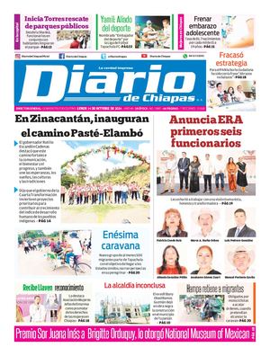 Portada, Lunes 14 De Octubre De 2024