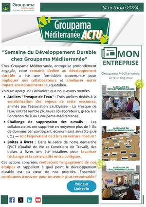 Actu Semaine Du Développement Durable Chez Groupama Méditerranée 14102024