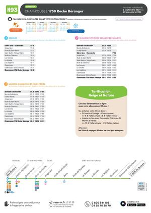 Horaires transport N93 - du 2/09 au 20/12/24