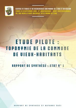 Etude des Toponymes de Vieux-Habitants : rapport de synthèse