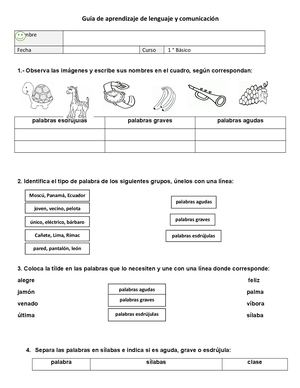 Guia Palabras Agudas Graves Esdrujulas