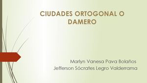 Ciudades Ortogonal O Damero