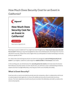 How Much Does Security Cost for an Event in California?