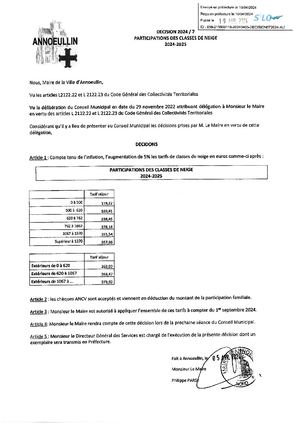 Tarification Classe De Neige 2025