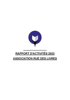 Rapport D'activités 2023 Association Rue Des Livres