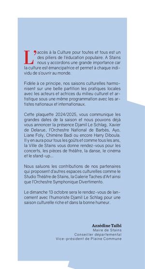 Saison Culturelle 2024 / 2025 - Ville de Stains