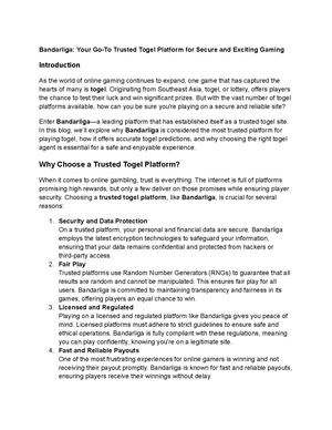 Bandarliga Your Go To Trusted Togel Platform For Secure And Exciting Gaming
