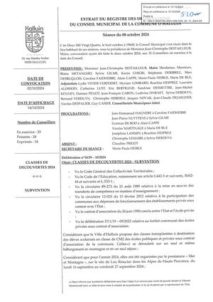 CM 08-10-24 10 Classes de Découvertes 2024 Subvention