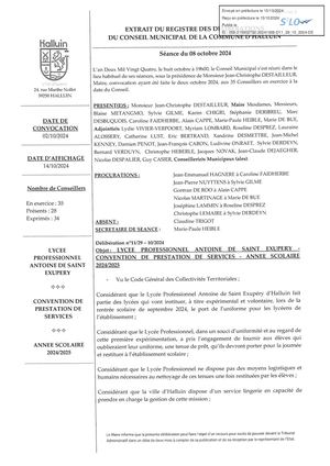 CM 08-10-24 11 Lycée Professionnel Antoine de Saint Exupéry Convention de Prestattion de dervices Année Scolaire 2024 2025