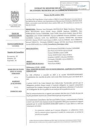 CM 08-10-24 21 Marchés de plein Vent et Fêtes Foraines Rapport d'activités Exercice 2023