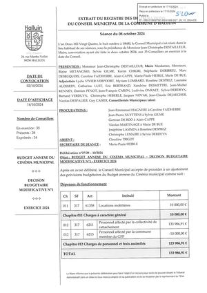 CM 08-10-24 27 Budget Annexe du Cinéma Municipal décision Budgétaire modificative 1 Exercie 2024