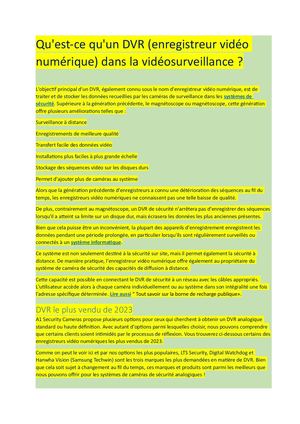 9 Qu'est Ce Qu'un Dvr (Enregistreur Vidéo Numérique) Dans La Vidéosurveillance