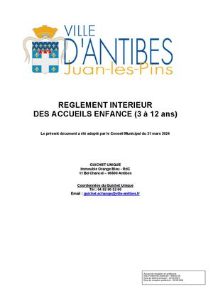 Réglement intérieur des activités péri et extrascolaires