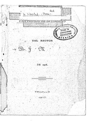 Memoria Del Rector De La Unt Dr Jose María Checa 1916