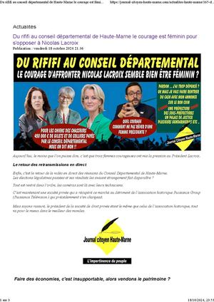 Du Rififi Au Conseil Départemental De Haute Marne Le Courage Est Féminin Pour S'opposer à Nicolas Lacroix