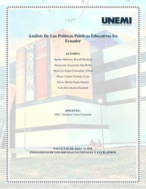 Análisis De Las Políticas Públicas Educativas En Ecuador
