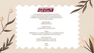 Presentación El Derecho A La Educación En La Constitución Panameña