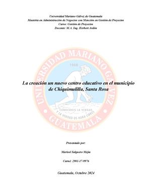 Trabajo De Maestria De Creacion De Colegio Marisol