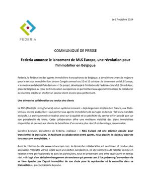 Communique De Presse Federia Lancement Mls Europe