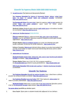 Güvenilir Tez Yaptırma Si̇teleri 2024 2025 2026 Verileriyle