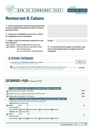 Bon de commande Restaurant 2024