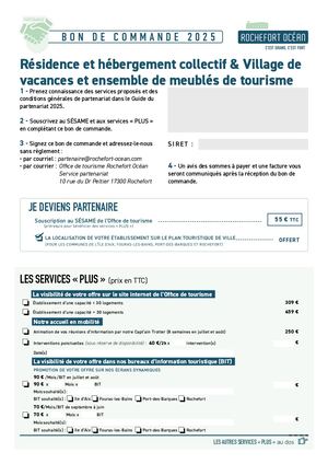 Bon de commande Résidence de tourisme 2024
