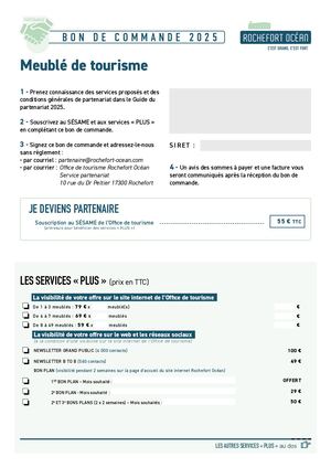 Bon de commande Meublé De Tourisme 2024