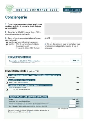 Bon de commande Conciergerie 2024
