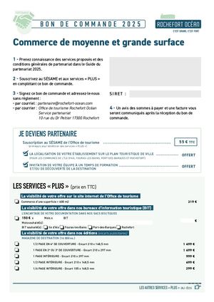 Bon de commande commerce moyenne et grande surface 2024