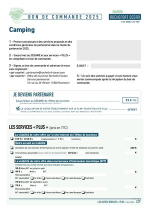 Bon de commande camping 2024