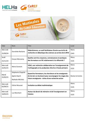 Programme Matinales 2024-2025
