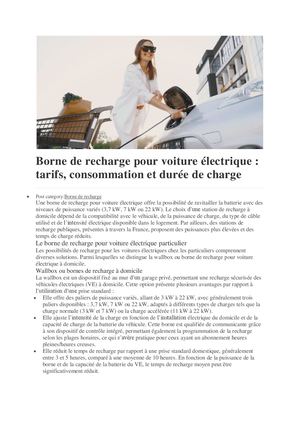 Borne de recharge électrique : coûts, consommation, temps