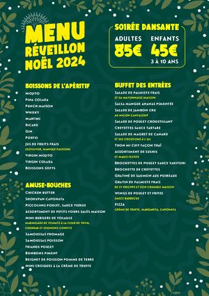 Menu Réveillon de Noël Cap Méchant