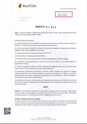 Parution Des Actes Administratifs (arrêtés D'aujourd'hui).