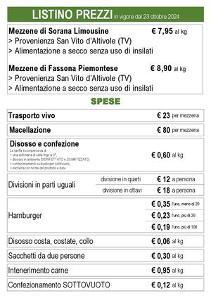 Listino mezzene + spese