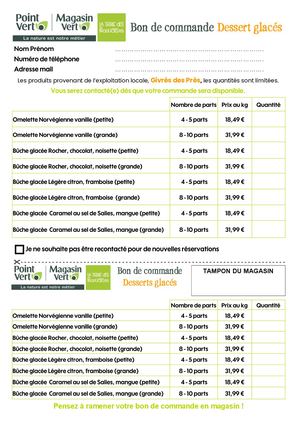 Bon de Commande Bûches Noël 2024 - Euralis Point Vert